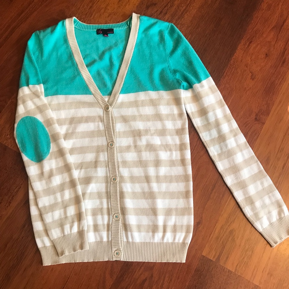 Cardigan VERY comfortable Turquoise, white & brown
